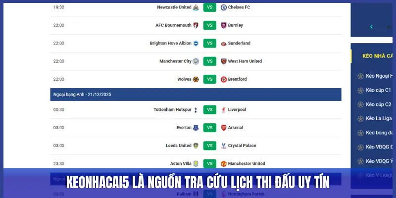 LỊCH THI ĐẤU bóng đá UY TÍN